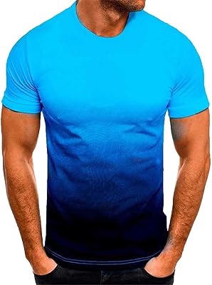 T-Shirt for Men - Men’s Gradient Short Sleeve T Shirts Summer Casual Street Fashion Tees Slim Fit C